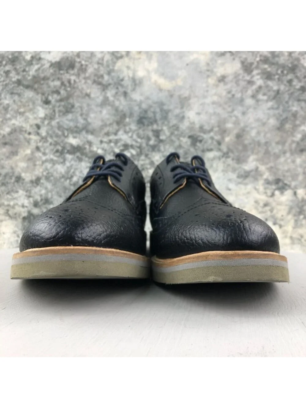 Weatherproof Vintage Shoes Men's Size 9M Wayne Black Leather Wingtip Oxfords